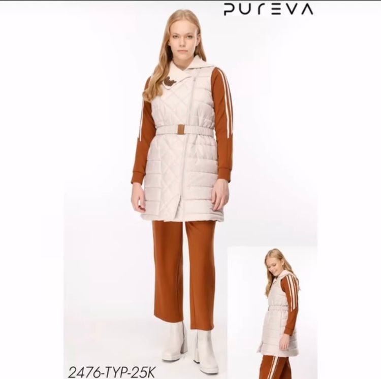 PUREVA MODAL KAPİTONE TUNİK YELEK PANTOLON TAKIM2476