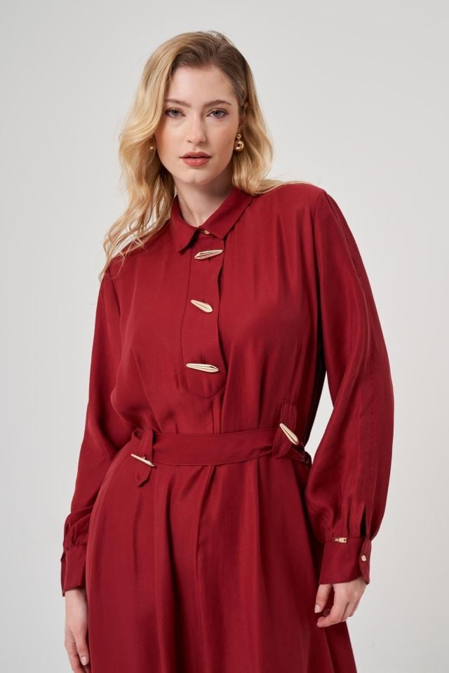 NİLİWİ GENİŞ PATLI KUŞAKLI MODAL ELBİSE 4028