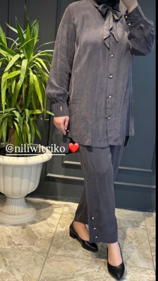 NİLİWİ TAKIM FULARLI YIRTMAÇLI TAKIM 4041