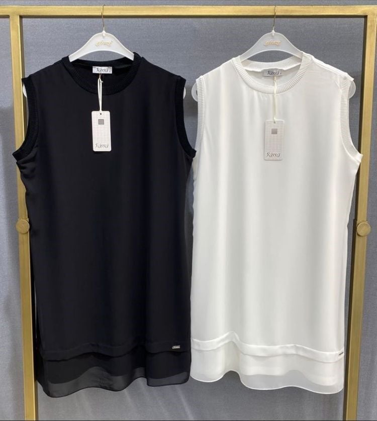 SÜSSÜ RAYON ŞİFONLU PENYE TUNİK KOLSUZ 775