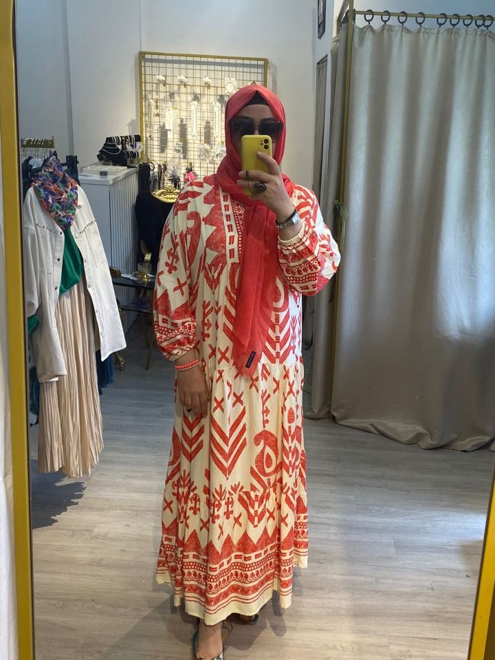 NAR ÇİÇEĞİ VİSKON MAXİ BOY ELBİSE 237
